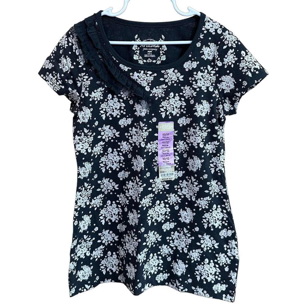 NWT, Arizona Jean Company Girl’s Medium 10/12 Capped Sleeve Tee